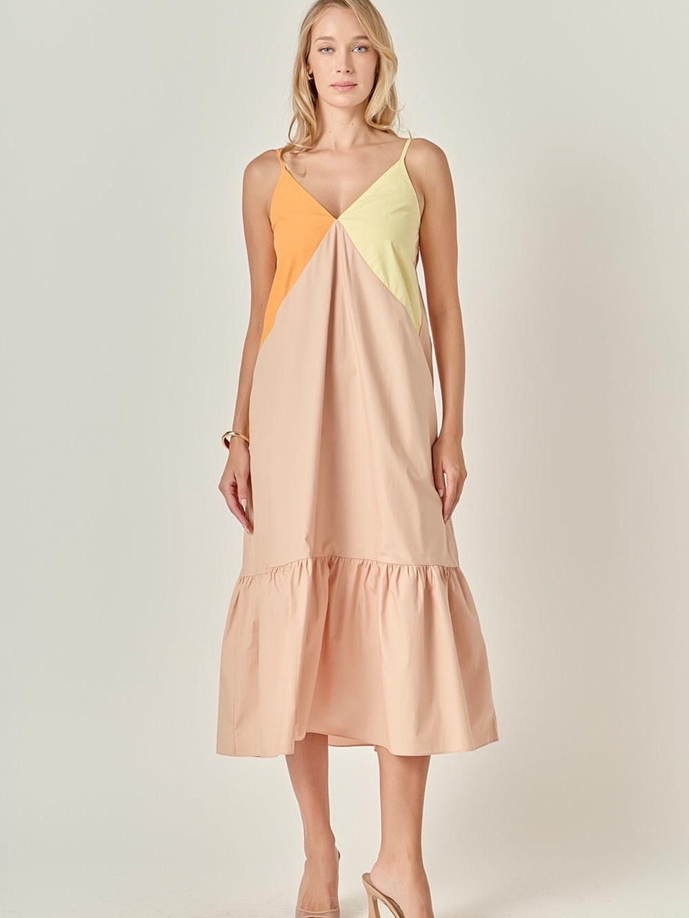 English Factory Color Block Midi Maxi Dress Small NWT Summer Casual Beach